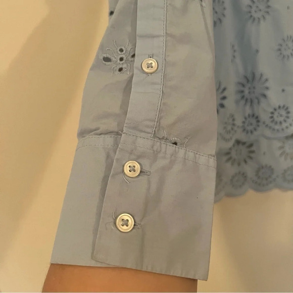 J. CREW Funnelneck Cotton Scalloped Edge Embroidered Tunic Shirt - Picture 9 of 13